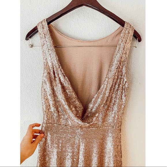 LuLu’s Matte Rose Gold Gown #NWOT - Picture 3 of 6